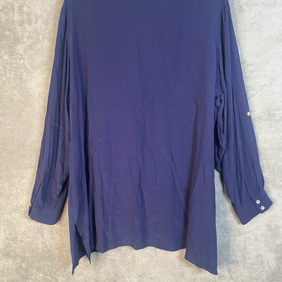 Soft Surroundings Top Women Size 2X V-Neck Pullover Long Sleeve Roll Tab Tunic - Picture 6 of 11